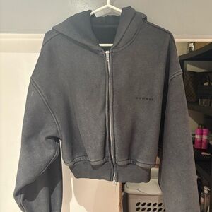 SHEIN Black Cropped Zip-Up Hoodie